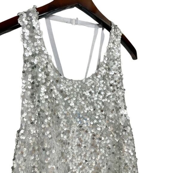 Free People Intimately Silver Sequin Strappy Tank Top Size XS - Picture 9 of 12